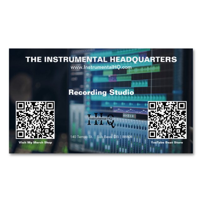 Double QR Code Small Magnetic Business Card (Front)