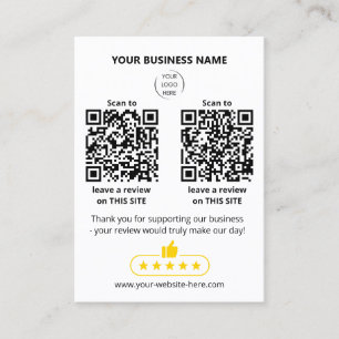 Double QR code White Scan To Review Business Card