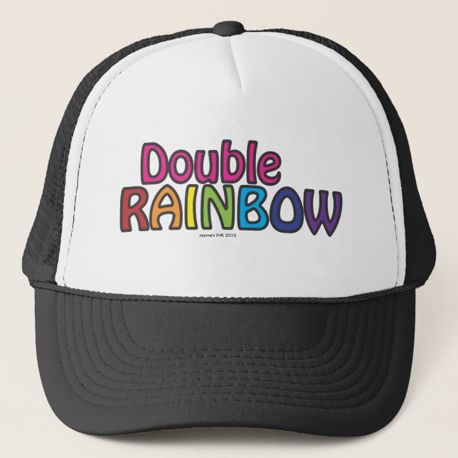 Double Rainbow All The Way Across The Sky Trucker Hat (Front)