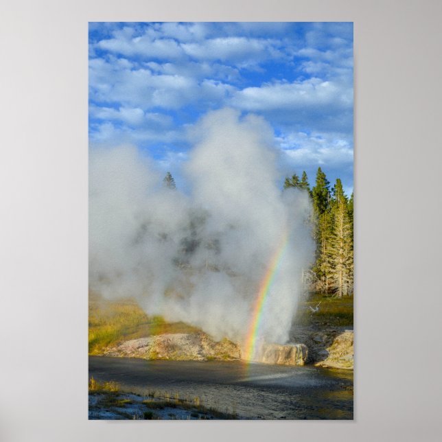 Double Rainbow at Riverside Geyser, Yellowstone Poster (Front)