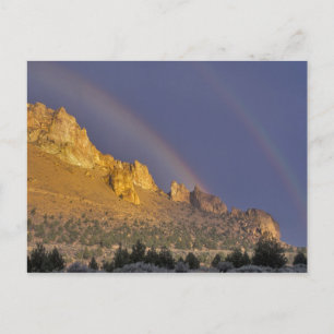 Double rainbow over a rock formation near Smith Postcard