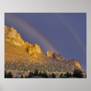 Double rainbow over a rock formation near Smith Poster
