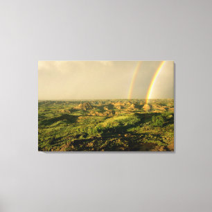 Double Rainbow over Painted Canyon in Theodore Canvas Print