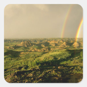 Double Rainbow over Painted Canyon in Theodore Square Sticker