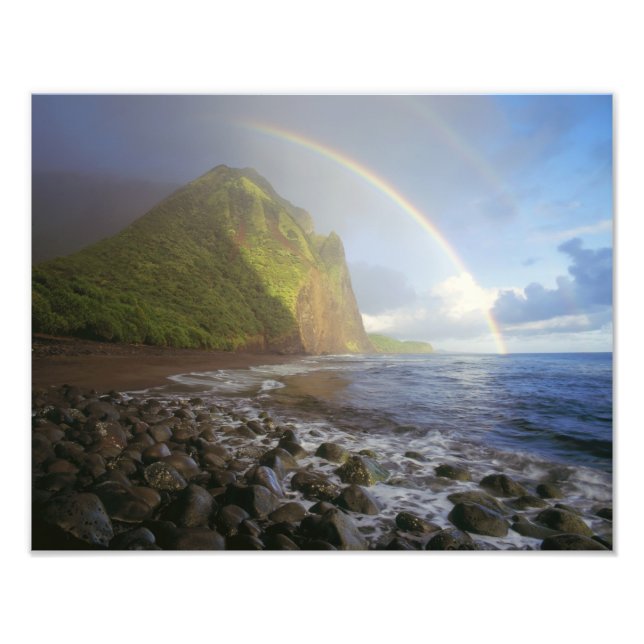 Double rainbow over the cliffs of the North Photo Print (Front)