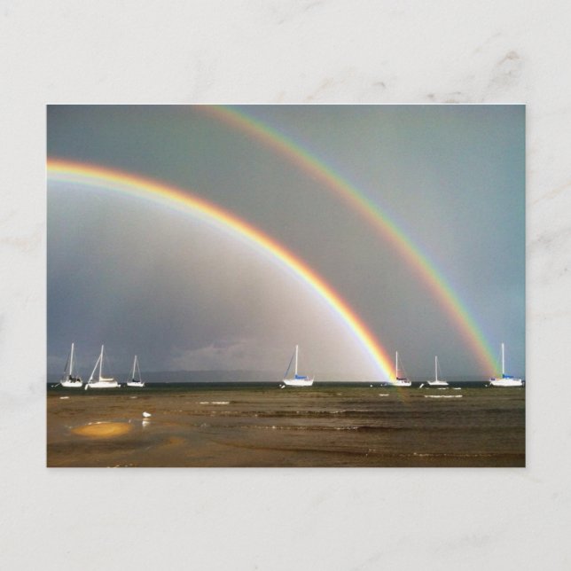 Double Rainbow Over Traverse City Postcard (Front)