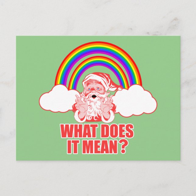 Double Rainbow Santa Claus Holiday Postcard (Front)