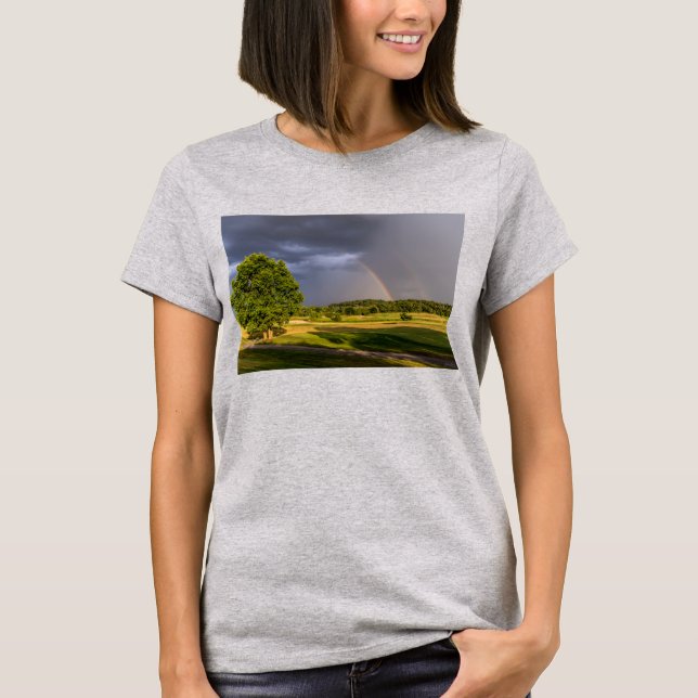 Double Rainbow Through Rain T-Shirt (Front)