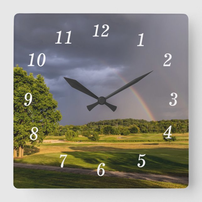 Double Rainbow Through Rain Wall Clock (Front)