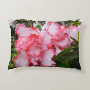 Double Red and White Azaleas Spring Floral Decorative Cushion