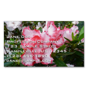 Double Red and White Azaleas Spring Floral Magnetic Business Card