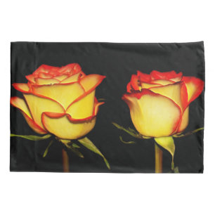 Double Red and Yellow Rose Bloom Pillowcase