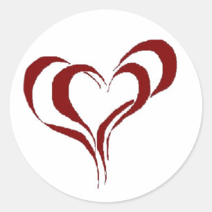 Double Red Hearts Classic Round Sticker