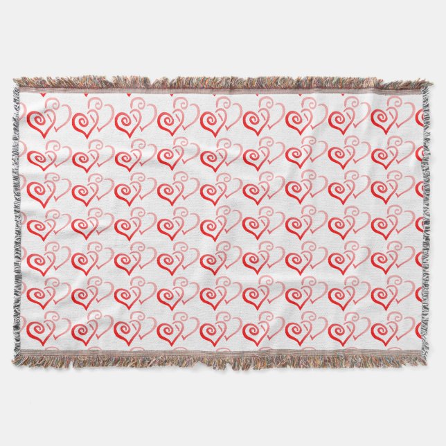 Double Red Swirly Hearts Throw Blanket (Front)