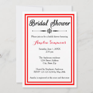 Double Red Trim -Bridal Shower Invitation