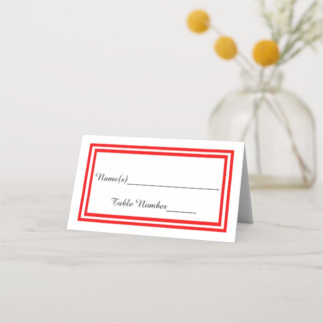 Double Red Trim - Escort Card (Front)