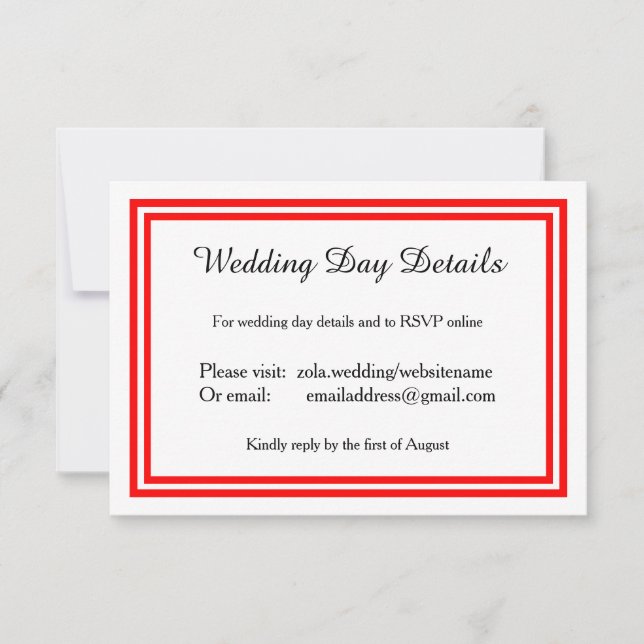 Double Red Trim-Wedding Day Details Invitation (Front)