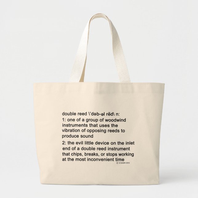 Double Reed Definition Large Tote Bag (Front)