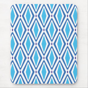 Double Retro Diamond Pattern (Blue) Mouse Pad