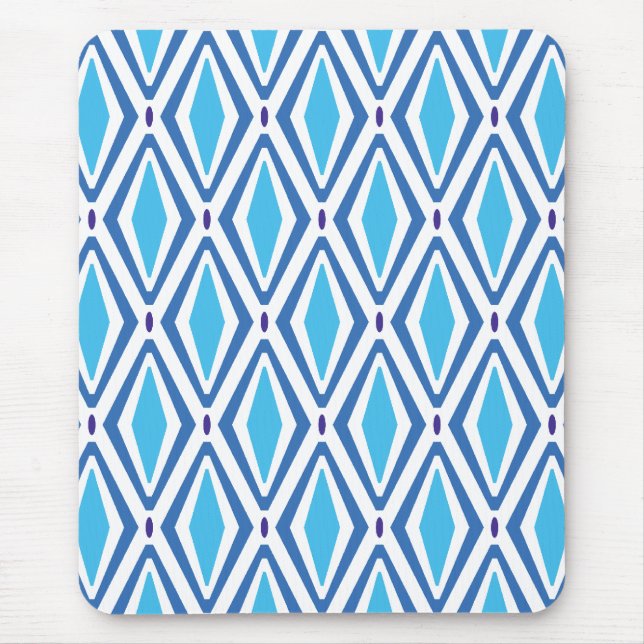 Double Retro Diamond Pattern (Blue) Mouse Pad (Front)