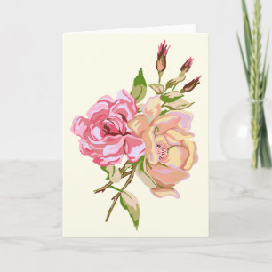 Double Rose Ivory Card - blank inside