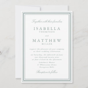 Double Sage Frame Wedding Invitation