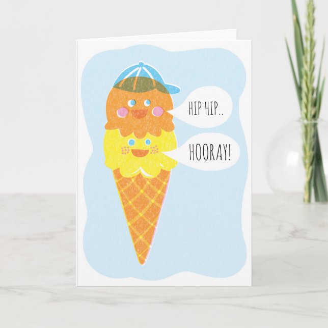 Double Scoop Boy Ice Cream Greeting Card (Front)