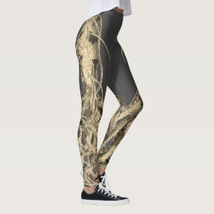 Double Sepia Octopus on Slate Grey Leggings