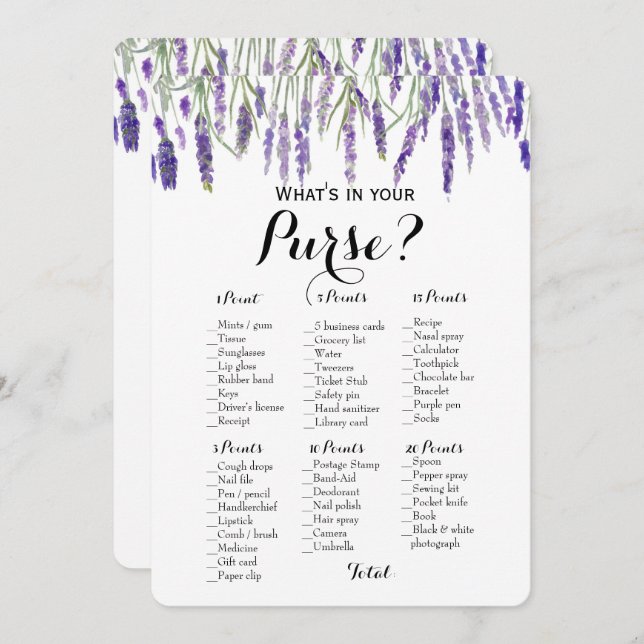 Double Side - 2 Bridal Shower Games Purse | Wishes Invitation (Front/Back)