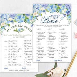 DOUBLE SIDE Blue Hydrangea Bridal Shower Game