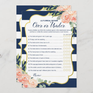 Double Side Navy Gold Bridal Shower Games Size Invitation