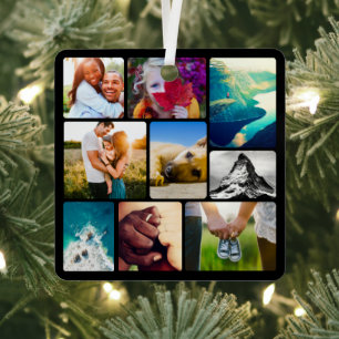 Double Sided 18 Photo Rounded Metal Ornament