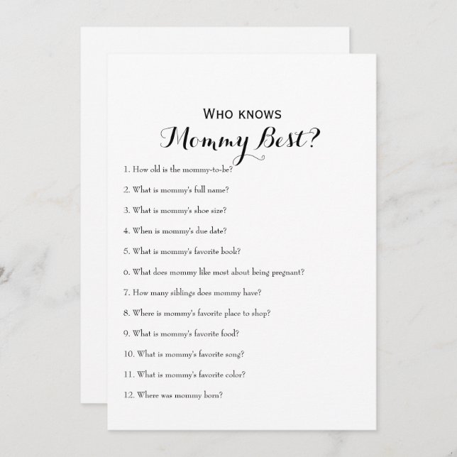 Double Sided - 2 x Baby Shower Games Invitation (Front/Back)