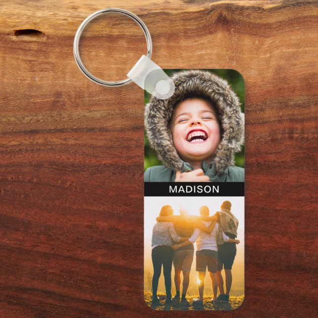 Double Sided 4 Photos & Name Keychain (Front)