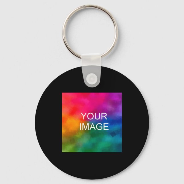 Double Sided Add Image Template Mens Basic Black  Key Ring (Front)