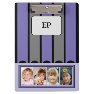 Double sided add initials 8 photos purple grey clipboard