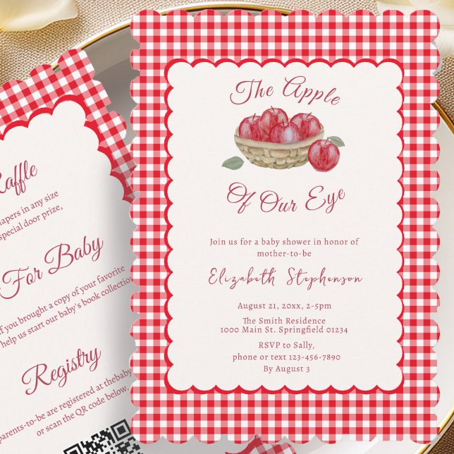 Double Sided Apple Of Our Eye Baby Shower Invitation (Creator Uploaded)