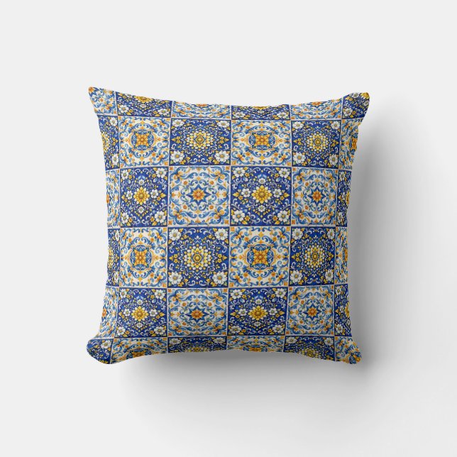 Double‑Sided Azulejo Cosy Pillow (Front)