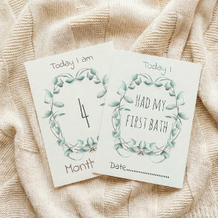 Double sided Baby Milestone Card floral border