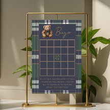 Double sided baby shower games Fancy Bear theme
