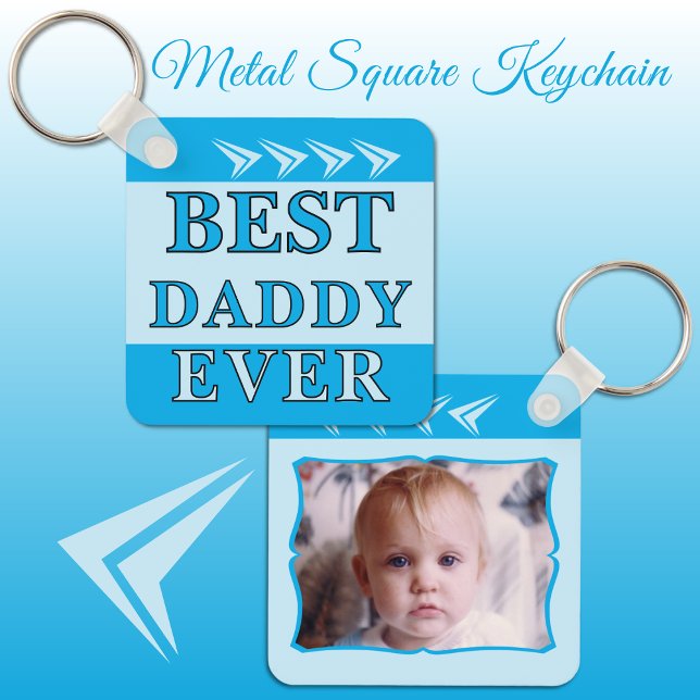 Double sided best daddy ever photo blue key ring (Creator Uploaded)