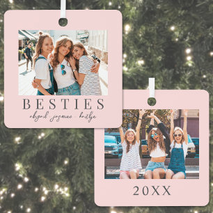 Double Sided Best Friend Photo Christmas Metal Tree Decoration
