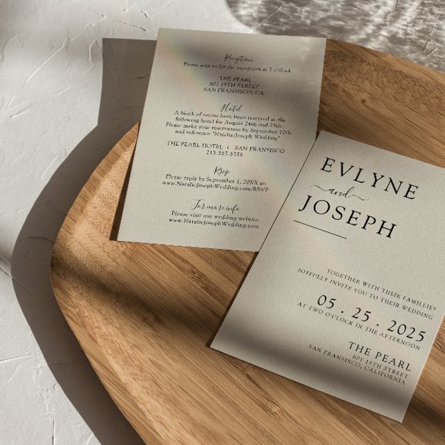 Double Sided Black & White Modern Boho Wedding  Invitation (Creator Uploaded)