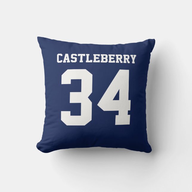 Double-Sided Blue and White Sports Jersey Cushion (Front)
