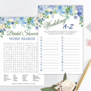 DOUBLE SIDED Blue Hydrangea Bridal Shower Game