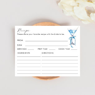 Double Sided Blue Martini Recipe Bridal Shower Enclosure Card