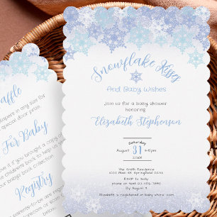 Double Sided Blue Snowflake Baby Shower Invitation