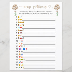 Double Sided Boho Balloons Emoji Pictionary Game
