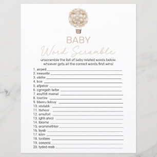 Double Sided Boho Hot Air Balloon Baby Shower Game
