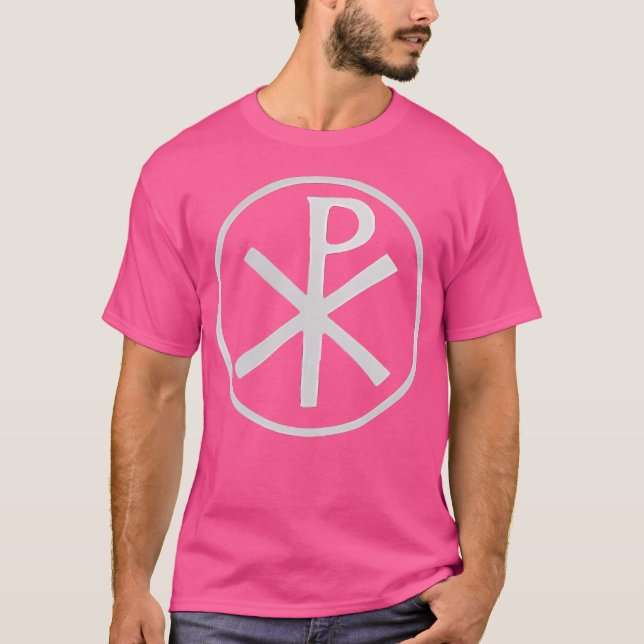 Double Sided Chi Rho Symbol Christian Tee s (Front)